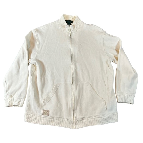 Lauren Ralph Lauren Jackets & Blazers - Lauren Ralph Lauren Womens Full Zip Jacket‎ Cream Size L Ski Team Distressed